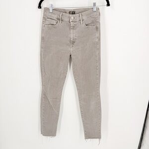 MOTHER Gray High Waisted Looker Ankle Fray Jeans